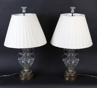 PAIR OF VINTAGE CUT GLASS TABLE LAMPS