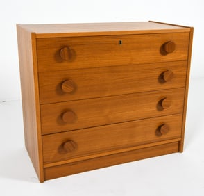 DANISH TEAK CHEST OF DRAWERS C. 1960S