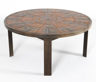 TUE POULSEN DANISH TILE TOP COFFEE TABLE