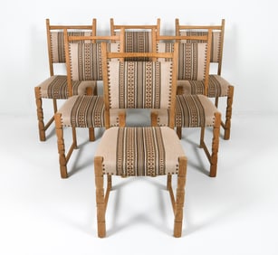 (6) HENNING KJAERNULF OAK DINING CHAIRS C. 1970S