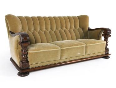 ART DECO DANISH MOHAIR SOFA C.1930S