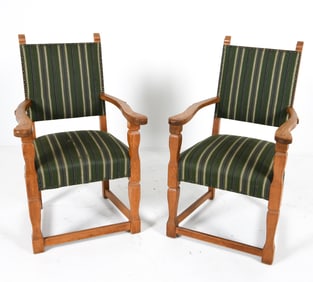 PAIR OF HENNING KJAERNULF OAK ARM CHAIRS C. 1970S