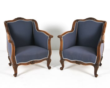 PAIR LOUIS XV STYLE LOUNGE CHAIRS