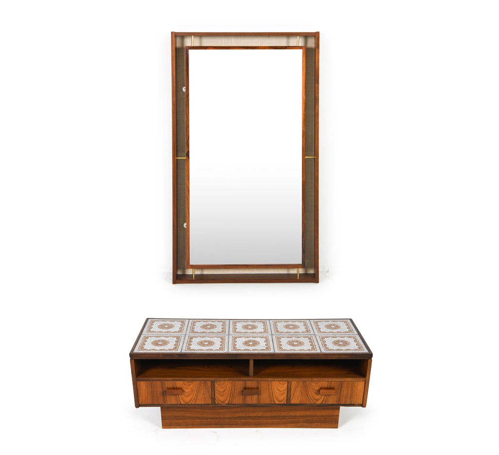 SWEDISH ROSEWOOD & TILE LOW CHEST W/ MIRROR (1 of 20)