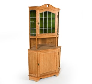 DANISH BRUTALIST OAK CORNER CABINET C. 1970S