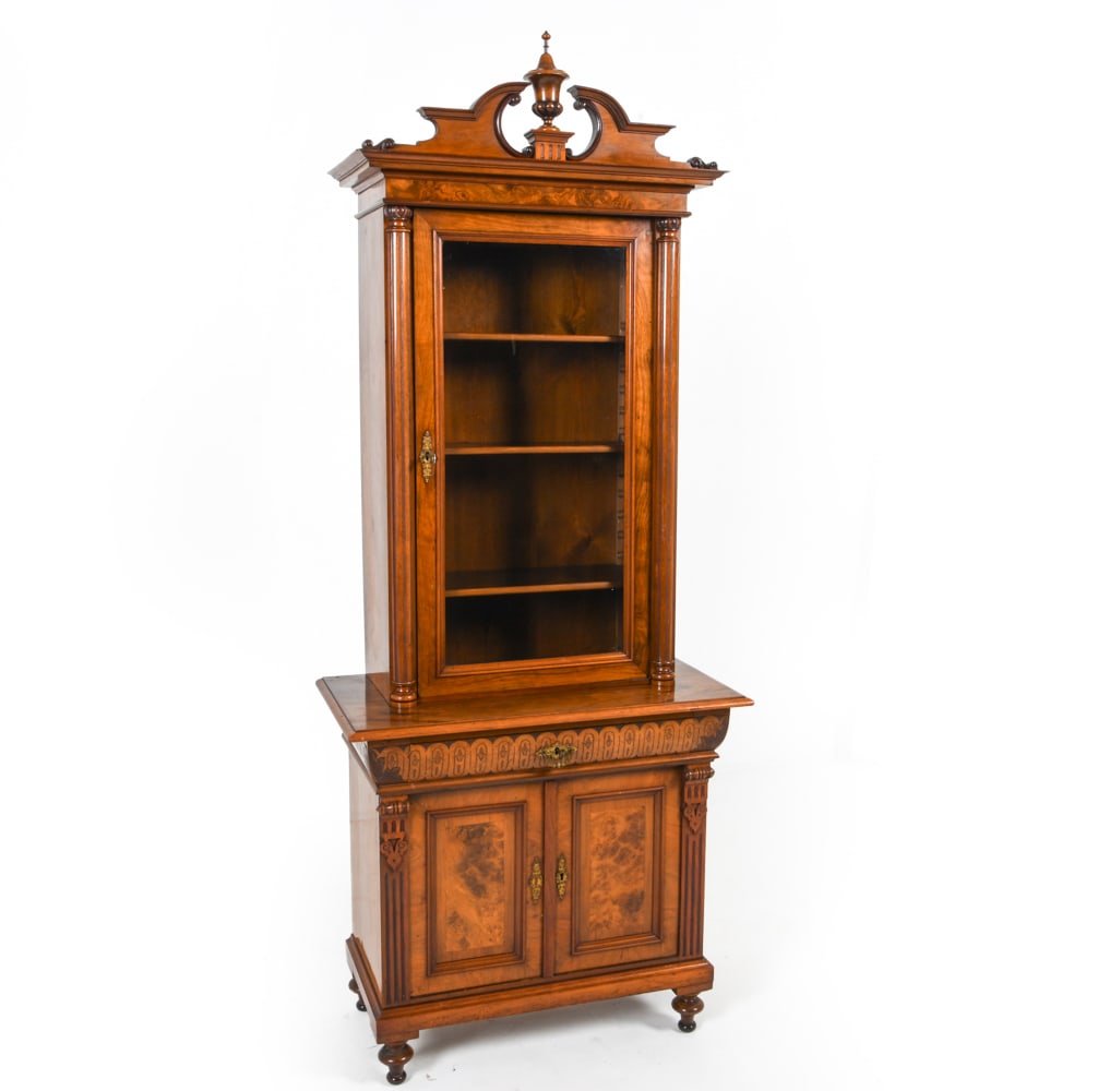 ANTIQUE SCANDINAVIAN MAHOGANY BOOKCASE CABINET (1 of 16)