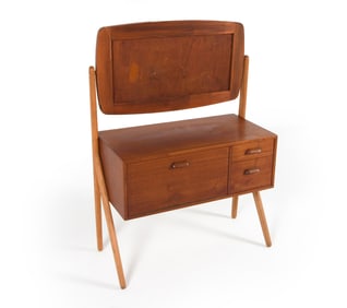 MID-CENTURY DANISH TEAK VANITY BY OLHOLM MOBEL