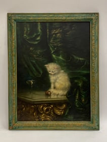 CARL KAHLER (1856-1906) MUNICH SCHOOL O/C CAT