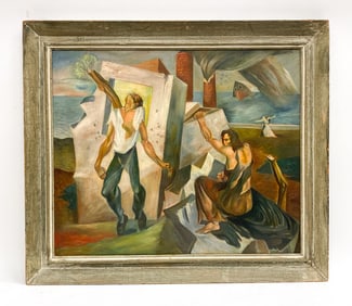 MICHAEL LENSON (RUSSIAN, 1903-1971) SURREALIST O/C