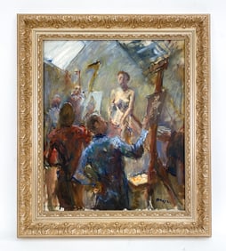 ANTHONY SPRINGER (NY, 1928-1995) ART STUDIO O/C