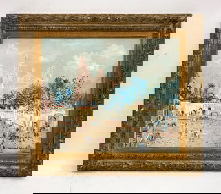 JOHANNES SCHIEFER TOWN SQUARE SCENE O/C