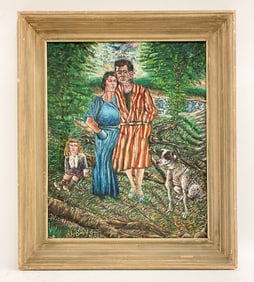 NIBERG ABBEY (1920-1990) FAMILY PORTRAIT O/B