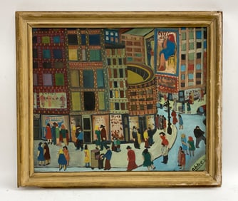 NIBERG ABBEY (1920-1990) NEW YORK STREET VIEW O/C