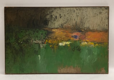 LEON GOLDIN (AMERICAN, 1923-2009) ABSTRACT O/C