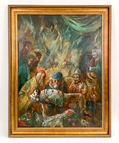 JONAH KINIGSTEIN (B. 1923) LARGE FIGURATIVE PANEL