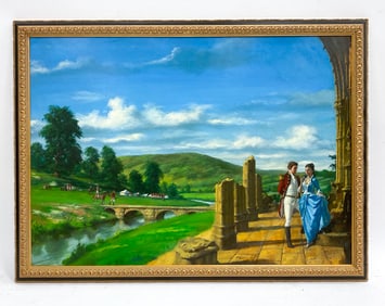 ROMANCE OIL ILLUSTRATION ON MASONITE PAINTING