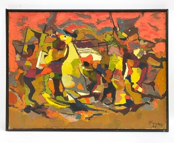 MODERN ABSTRACT O/C SIGNED HOCKS 1965
