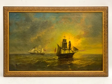 19TH CENTURY SAILING SHIPS SEASCAPE O/C