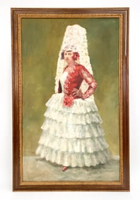 LARGE MODERN OIL PAINTING OF SPANISH LADY