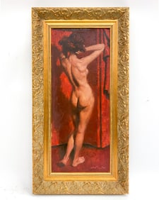 EARLY 20TH C. MODERNIST STANDING NUDE O/C