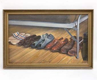 NICHOLAS COMITO (1906-1990) SHOES O/C PAINTING