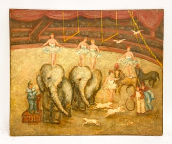 MODERNIST CIRCUS O/C PAINTING
