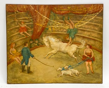 MODERNIST CIRCUS O/C PAINTING