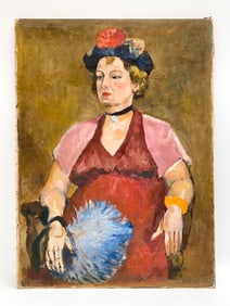 W. KUHN MODERNIST PORTRAIT OF WOMAN O/C