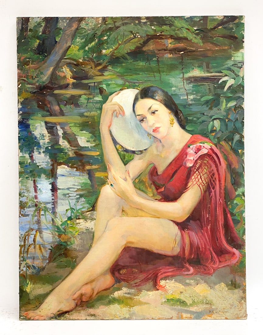 M. E. WILLIAMS SPANISH WOMAN O/C C. 1940S (1 of 6)