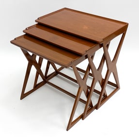 ICO PARISI ITALIAN WALNUT NESTING TABLES