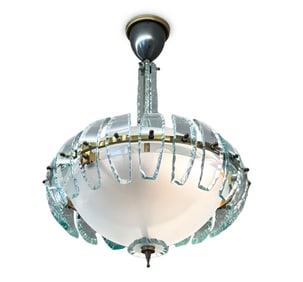 FONTANA ARTE GLASS & BRASS CHANDELIER