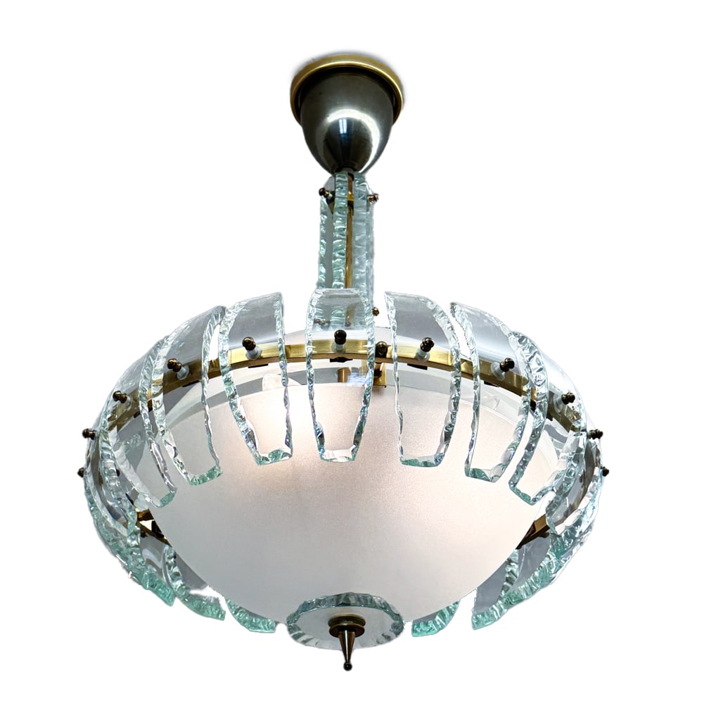 FONTANA ARTE GLASS & BRASS CHANDELIER (1 of 8)