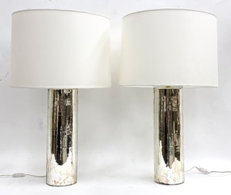 PAIR OF ALBERTO DONA MURANO MERCURY GLASS LAMPS