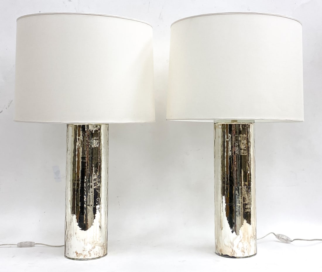 PAIR OF ALBERTO DONA MURANO MERCURY GLASS LAMPS (1 of 11)