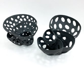 PAIR OF KRISTINA RISKA "SMALL BASKET" SCULPTURES