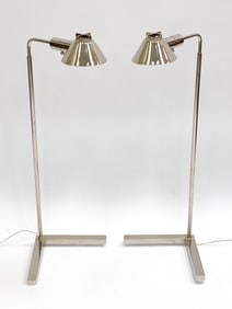 PAIR OF CASELLA POLISHED NICKEL PHARMACY LAMPS
