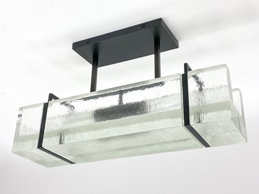 STEEL & GLASS TROUGH PENDANT LIGHT FIXTURE