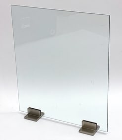 GLASS & NICKEL FIREPLACE SCREEN