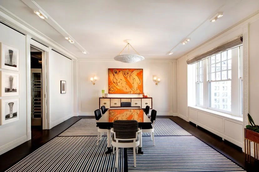 LARGE DOUBLE STRIPE FLATWEAVE NAVY AREA RUG (1 of 2)