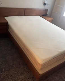 LARGE CUSTOM "STILL" WALNUT QUEEN SIZE BED FRAME