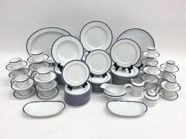 BERNARDAUD ATHENA PLATINUM NAVY PORCELAIN SERVICE