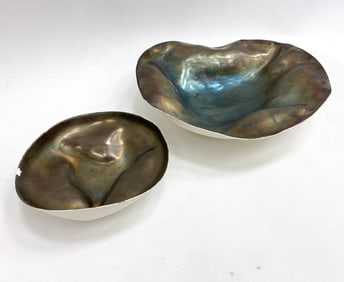 ITALIAN SILVER LEAF CERAMIC BOWLS