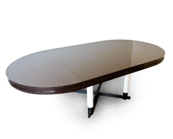 CUSTOM MAHOGANY & BRONZED DINING TABLE