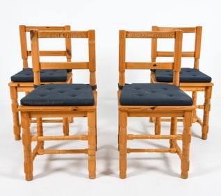 (4) MID-CENTURY SWEDISH PINE DINING CHAIRS C. 1970