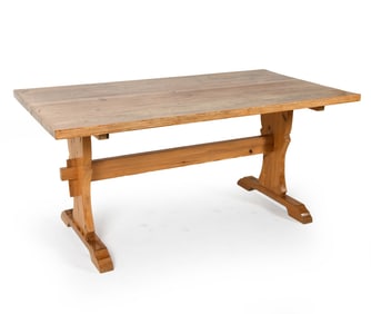 SWEDISH PINE TRESTLE DINING TABLE C. 1960S
