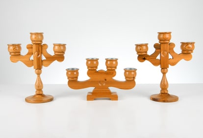 (3) STIG JOHNSSON SWEDISH PINE CANDELABRAS