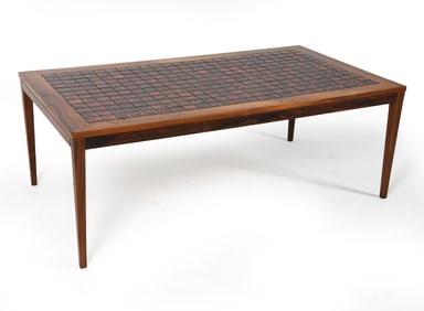 DANISH ROSEWOOD & CERAMIC TILE COFFEE TABLE