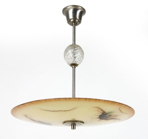 SWEDISH ART DECO GLASS PENDANT LIGHT C. 1940S