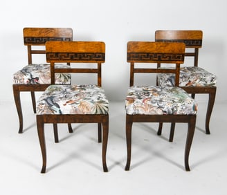 (4) SWEDISH ART DECO BIRCH DINING CHAIRS C. 1930S