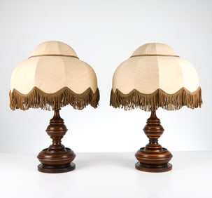 PAIR ART DECO BEECH TABLE LAMPS